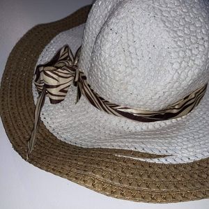 Gold & White Rattan Sunhat